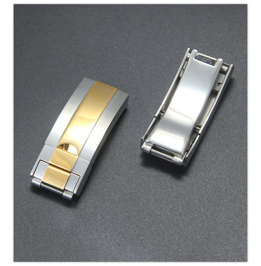 Rolex Daytona Stainless Steel Folding Buckle – Black & Rose Gold, 9×9 /