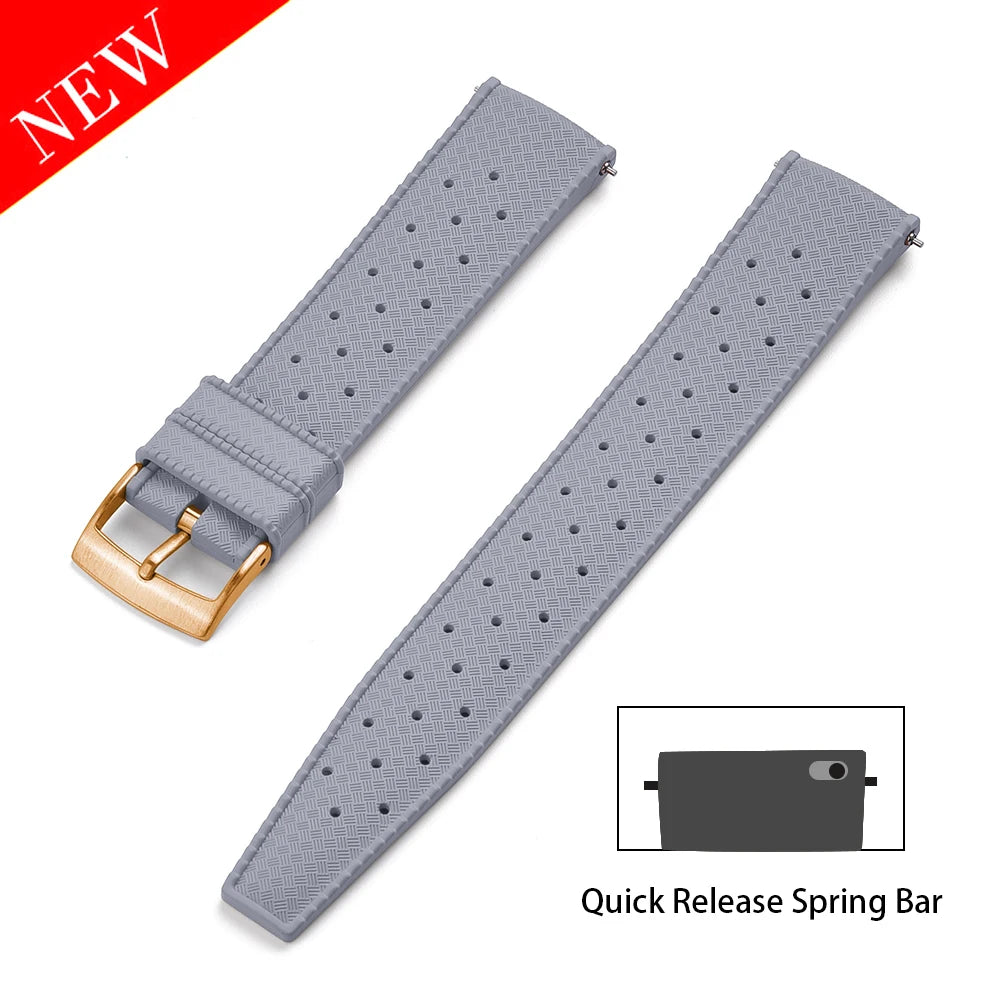 JUELONG PFAS-Approved Quick Release Tropical FKM Rubber Watch Strap 18-19-20-21-22-23-24mm Perfect Fit Flat End Universal Bands