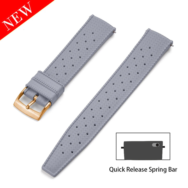 JUELONG PFAS-Approved Quick Release Tropical FKM Rubber Watch Strap 18-19-20-21-22-23-24mm Perfect Fit Flat End Universal Bands