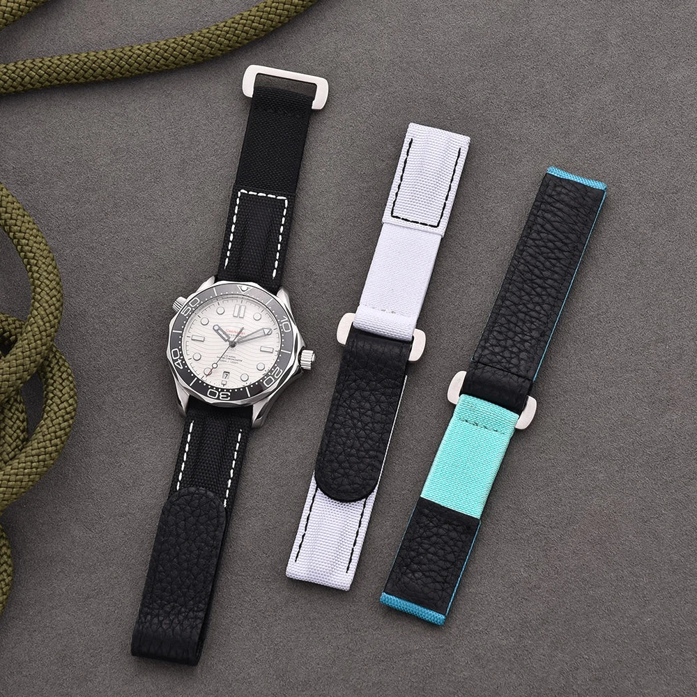 Hook & Loop Nylon Watch Strap – 20mm Sports Canvas for Omega, Seiko, Cartier
