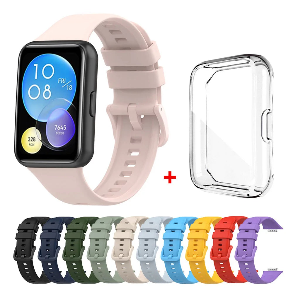 Silicone Strap with Transparent TPU Case for Huawei Watch Fit 2