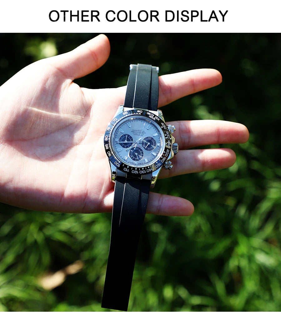 Flat Interface Silicone Watch Strap 20mm for Rolex Daytona & GMT 2