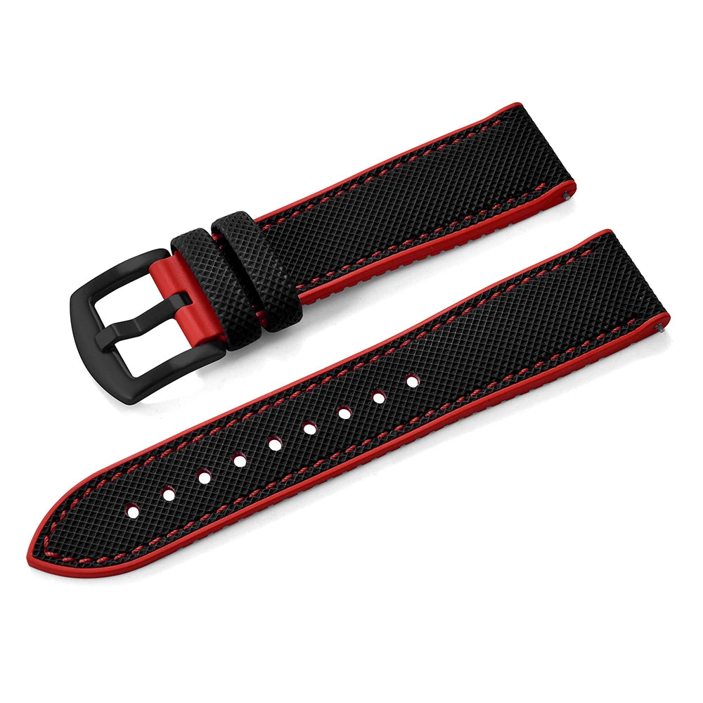 For Longine Seiko Water Ghost Hamilton Series Nylon FKM Rubber Bottom Watch Strap 18-20-22-24mm Strap Soft Waterproof Wrist Band