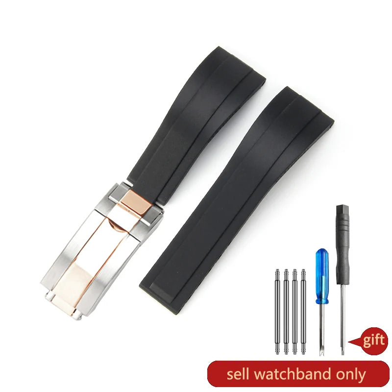 Flat Interface Silicone Watch Strap 20mm for Rolex Daytona & GMT 2