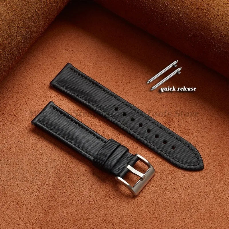 18mm 19mm 20mm 21mm 22mm Premium Sailcloth Watch Band for Omega for Seiko Divers Stitching Quick Release Army Green Sport Straps