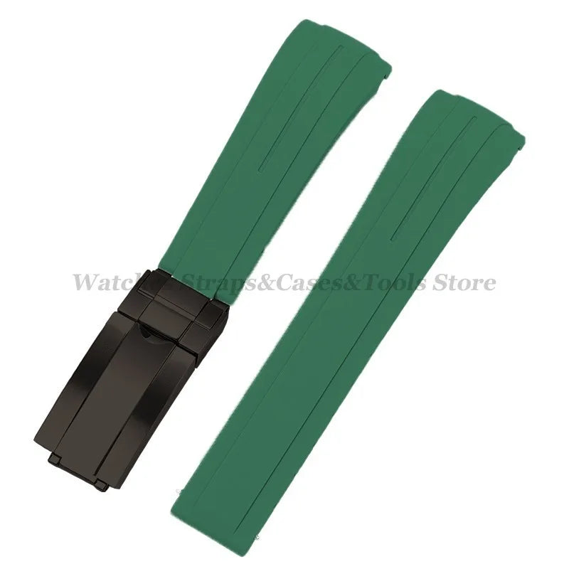 Curved Rubber Watch Strap for Rolex Daytona/Submariner – 20–22mm, Silicone