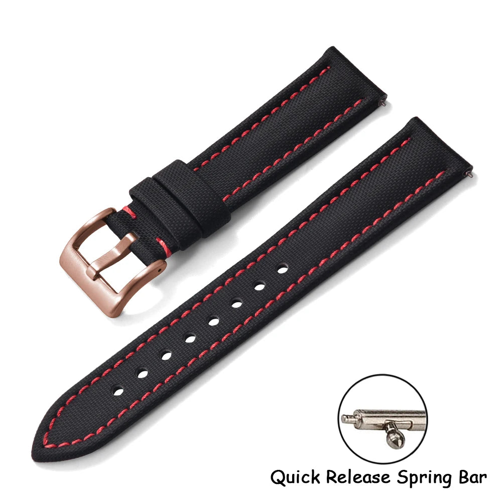 Universal Sailcloth Watch Band 18mm 20mm22mm Sailcloth Leather Strap Qucik Release Bracelet Accessories for Omega for Seiko Belt
