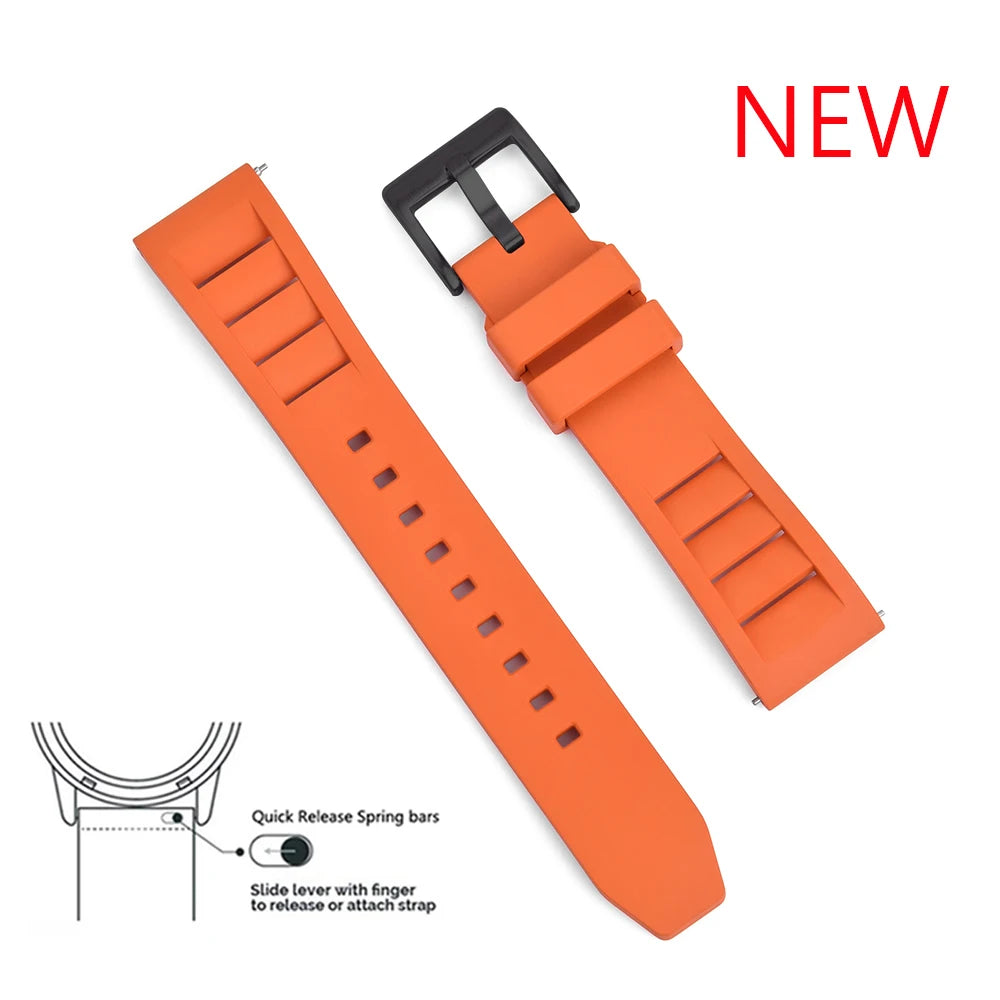 Premium Fluoro Rubber Watch Band Quick Release FKM Rubber Watch Strap 20mm 22mm Watch Strap Watch Replacement Watchband