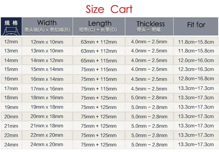 10mm–24mm Genuine Calfskin Leather Watch Strap (Slub Pattern, Universal)