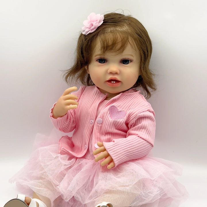 Lottie 22 Inch Princess Girl Full Body Reborn Baby Toddler Doll Lifelike Newborn 3D Skin Art Doll with Hand-Rooted Hair