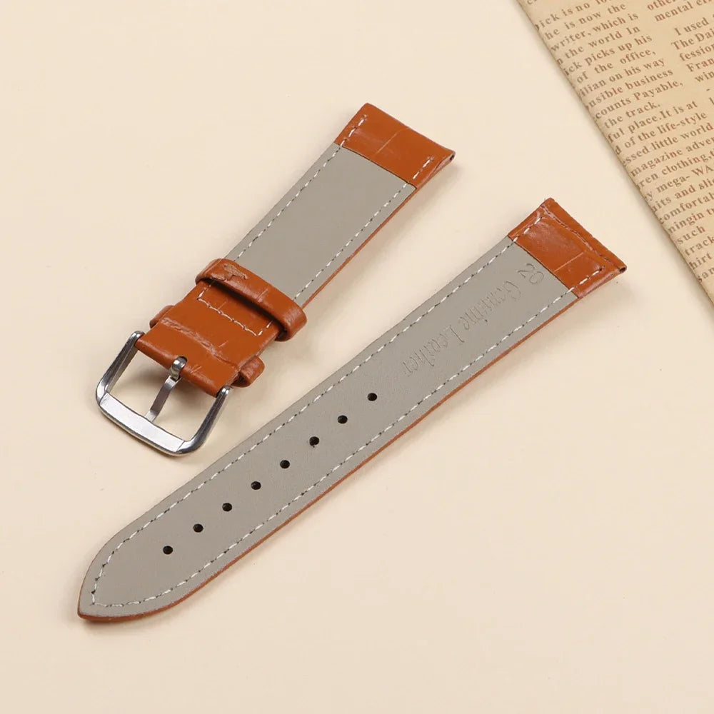 Watch Band Crocodile Pattern Leather Strap 16mm 18mm 20mm 22mm 23mm 24mm Women Mens Replacement Universal Bracelet