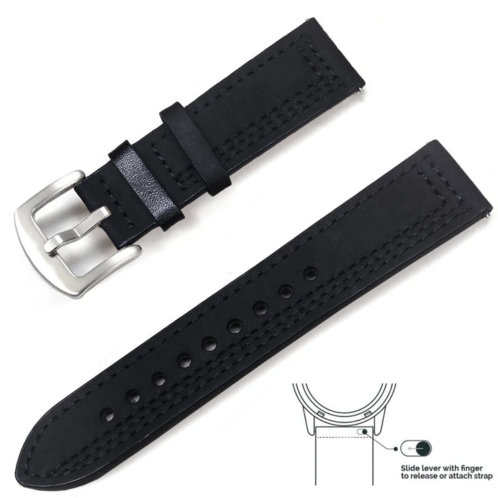 op Grain Genuine Leather Watch Band 20mm 22mm (Quick Release)