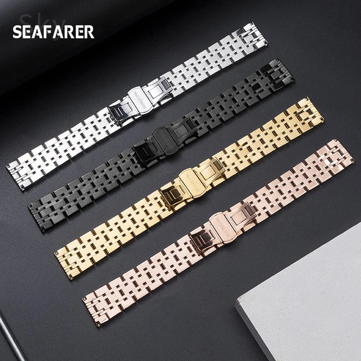 Stainless Steel Watch Strap for Tissot – 14–20mm, Silver & Rose Gold