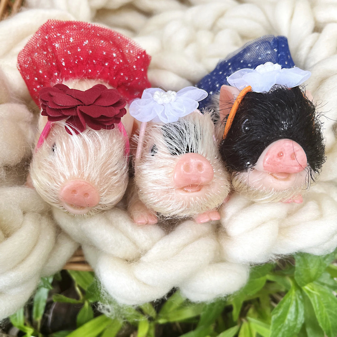 12 cm Mini Silicone Reborn Piglet Doll + 3 Outfits