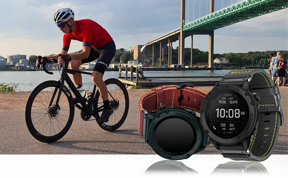 HEMSUT Leather Watch Band for Garmin Fenix, Forerunner & More