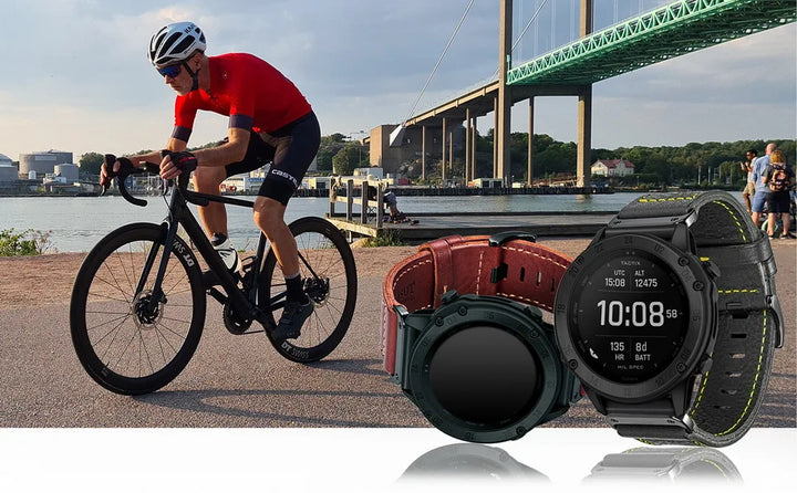 HEMSUT Leather Watch Band for Garmin Fenix, Forerunner & More
