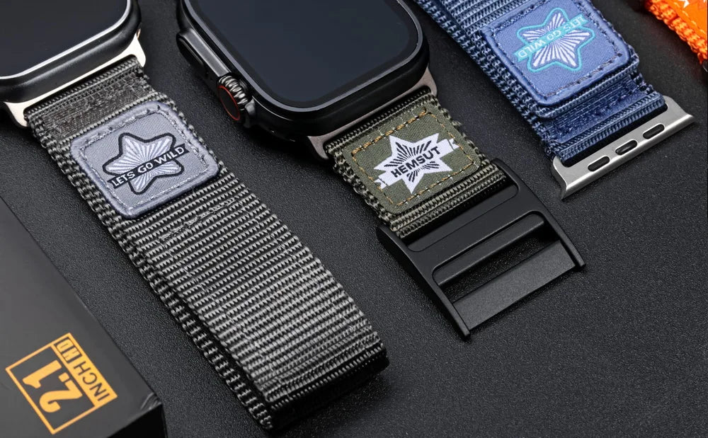 HEMSUT Straps For Apple Watch Ultra 49mm Nylon Movement Breathable Mi Band 8 Wrist Strap Compatible with 38 40 41 44 45mm
