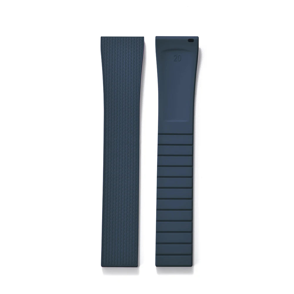 Premium Stripess CTS FKM Rubber Watch Strap 20mm Watchband Quick Release Silver/Black/Gold CTS Butterfly Buckle Cut To Sizes