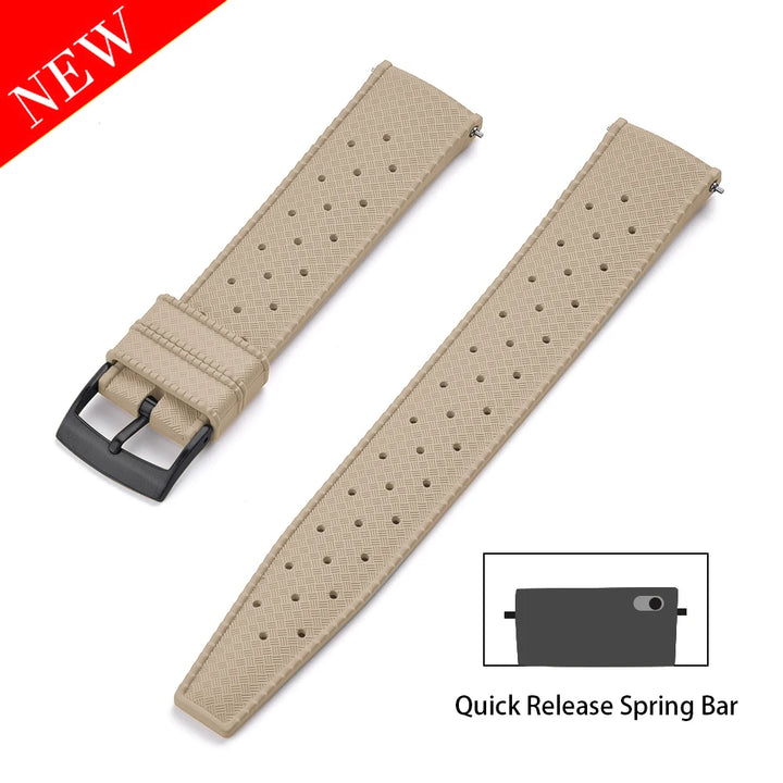 Premium Tropical FKM Rubber Straps 18mm 19mm 20mm 21mm 22mm 23mm 24mm Quick Release Perfect Fit Flat End Universal Watch Strap