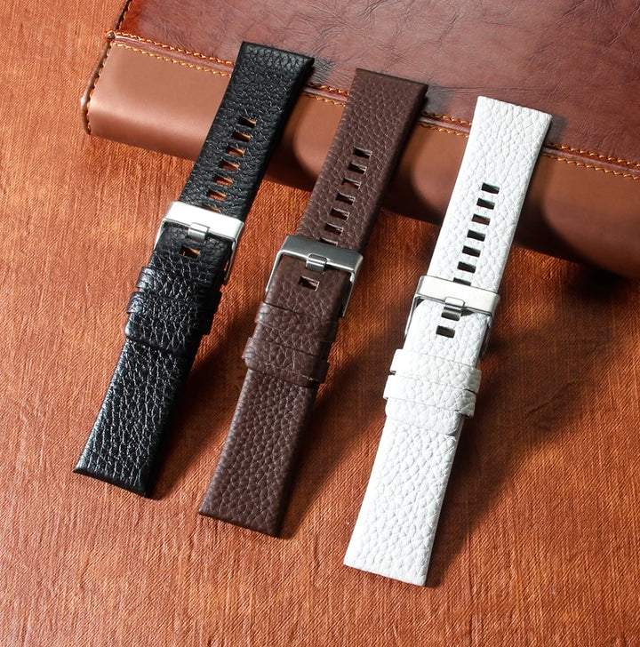 Genuine Leather Watch Strap for Diesel (22–30mm, Black)