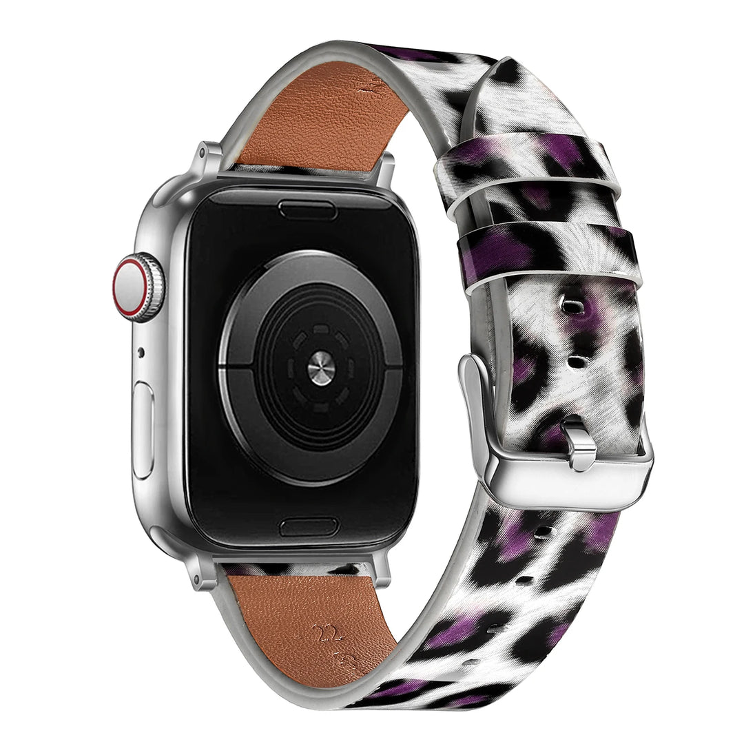 Leopard Leather Apple Watch Band for Women 38–49mm