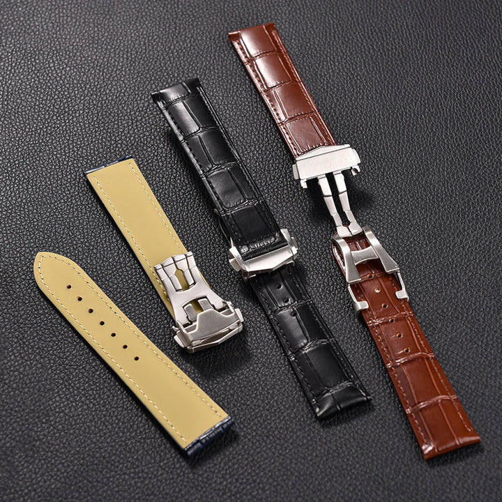Quick Release Bamboo Pattern Watch Strap (19-22mm) with Folding Buckle
