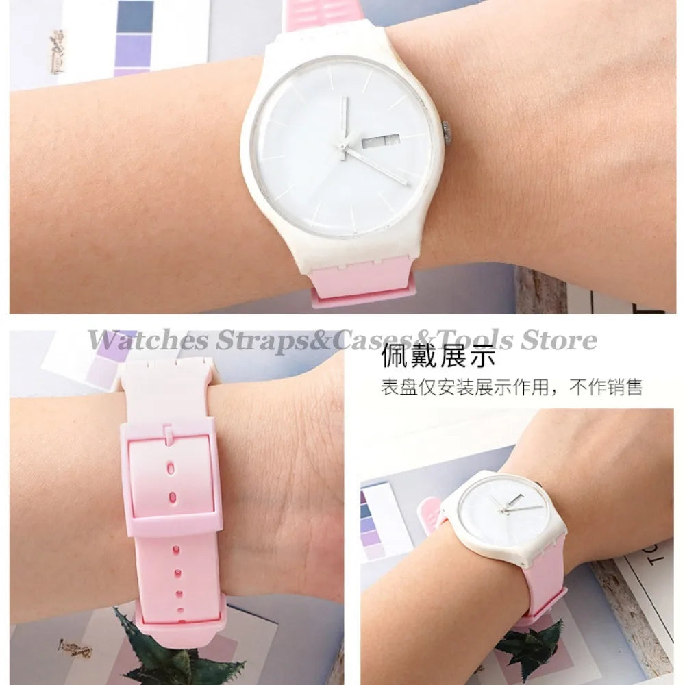 Soft Silicone Rubber Watch Band 16–20mm for Swatch (Sports Replacement)