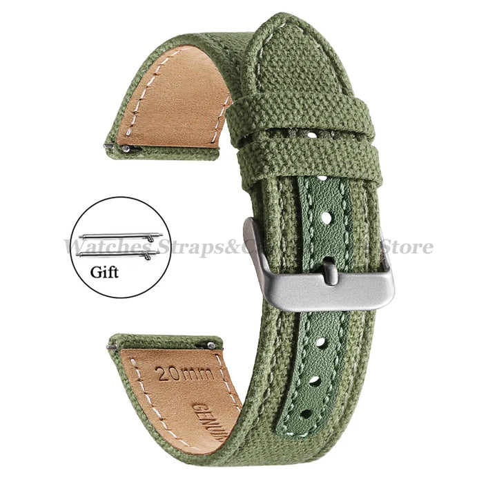 Canvas Band Leather Watchband 20mm for Army Military Quick Release Universal Replacement for Omega Sport Nylon Men Watch Straps