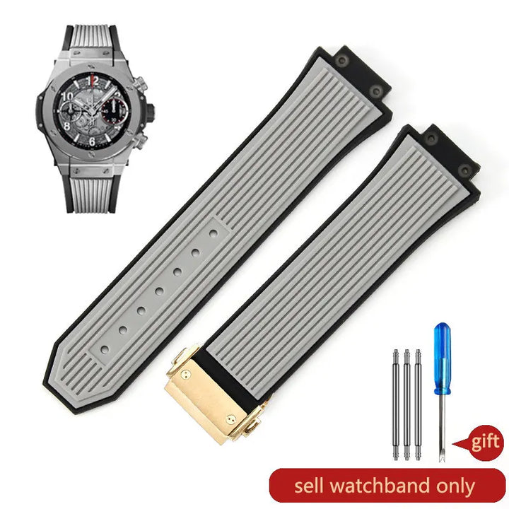 Soft Silicone Watch Band 27×17mm for Hublot Big Bang (Waterproof, Steel