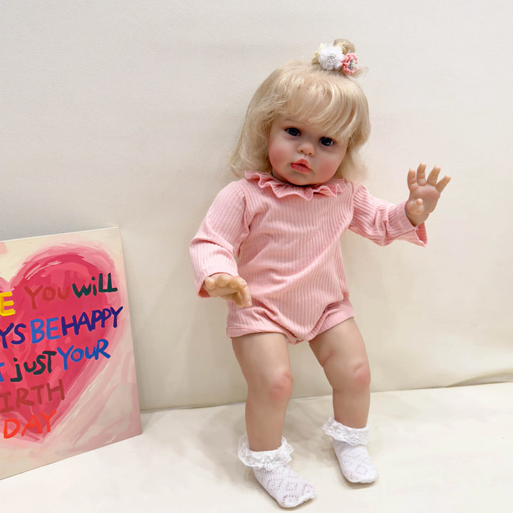 24" Ellie Realistic Toddler Girl Reborn Doll (Soft Touch, Hand‑Rooted Hair)