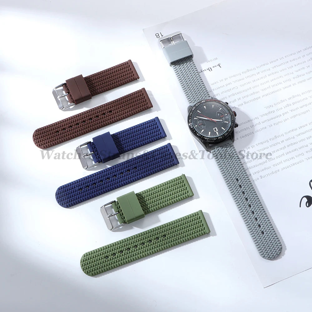Soft Silicone Rubber Watch Band 18–24mm for Omega & Huawei (Quick