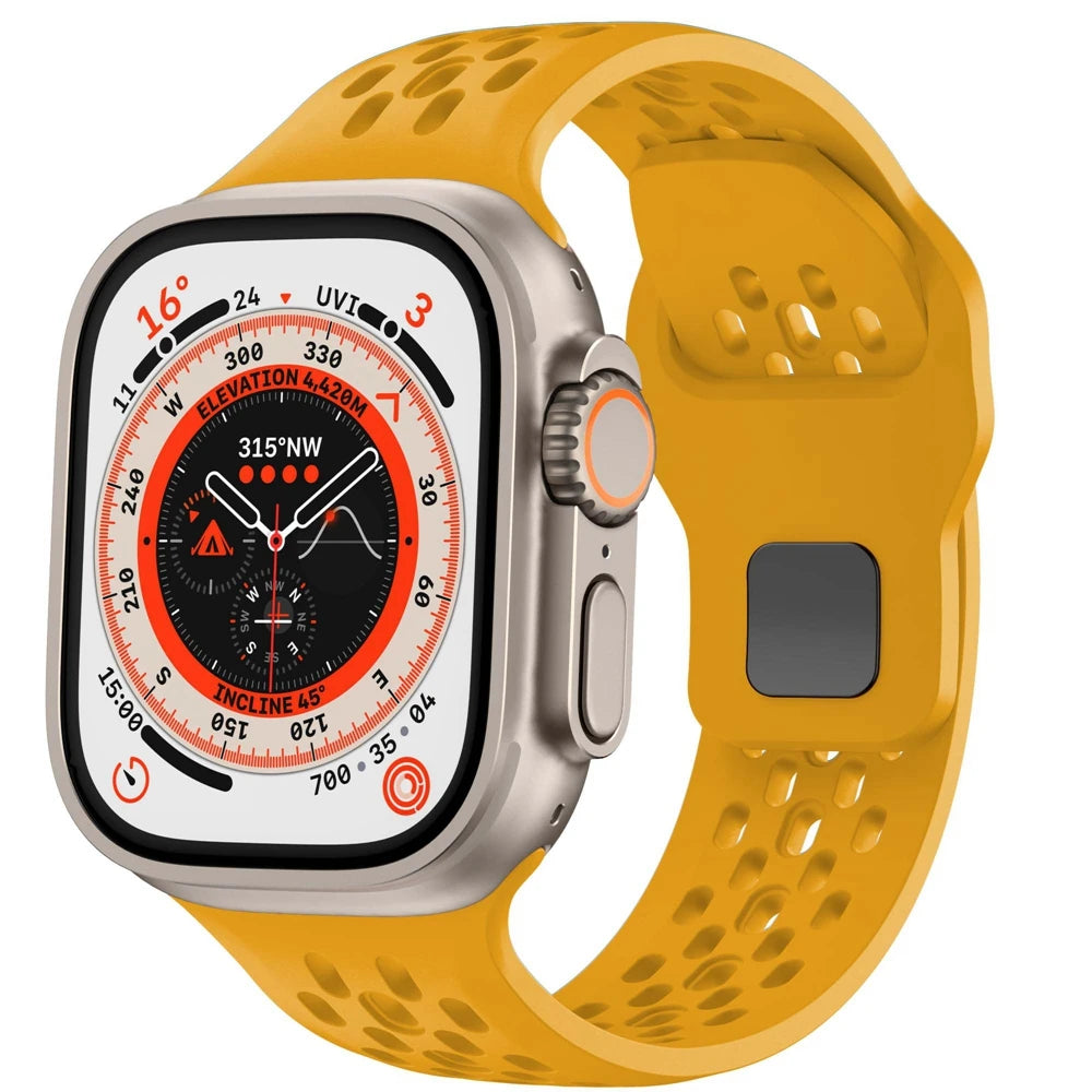 Silicone strap For iwatch series 9 8 7 6 5 4 3 SE Ultra 2 49mm Breathable Bracelet for Apple Watch 44mm 45mm 40mm 41mm 42mm 38mm