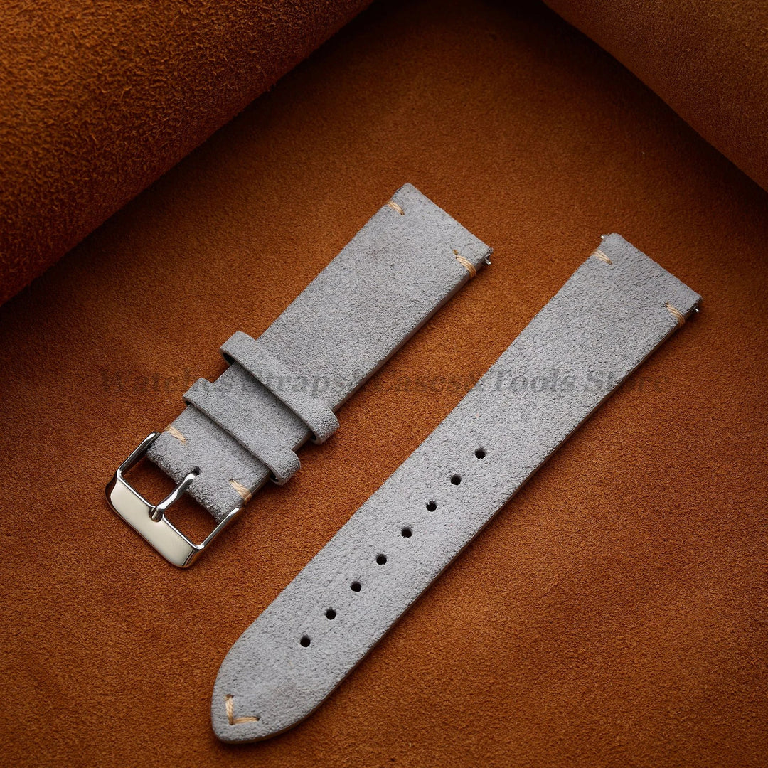 Soft Suede & Calfskin Quick Release Watch Strap for Huawei GT3/GT4 – 14-22mm