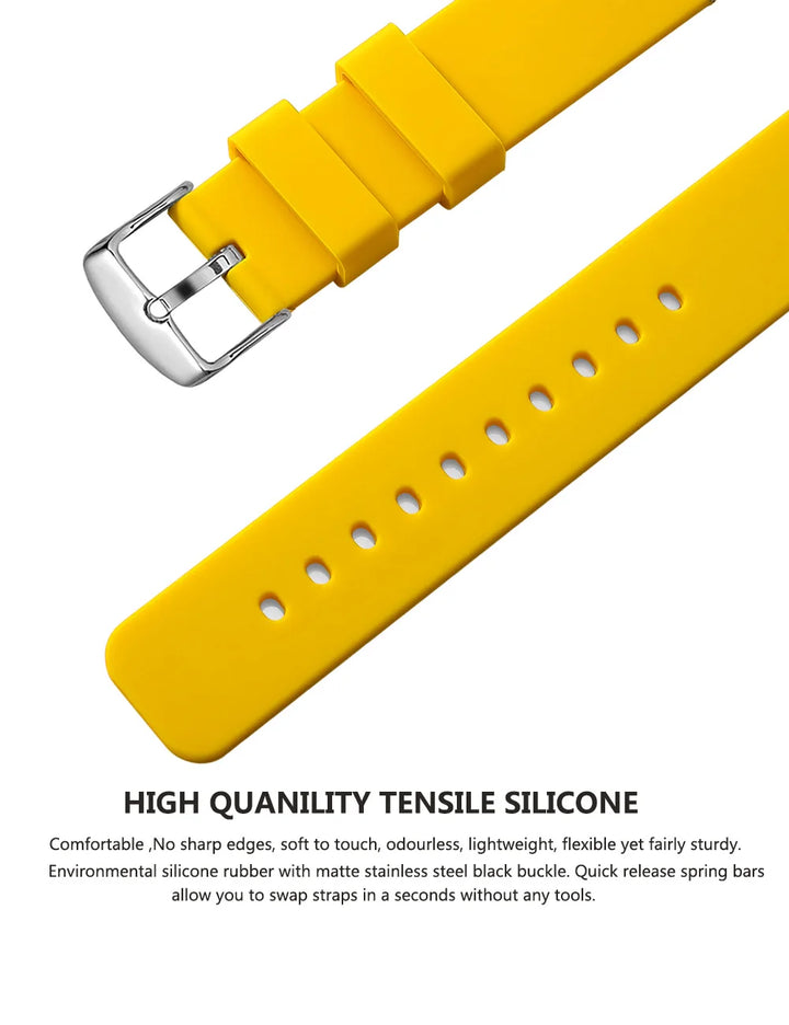 Fashion Silicone Watch Straps – Multiple Colors (14–24mm)