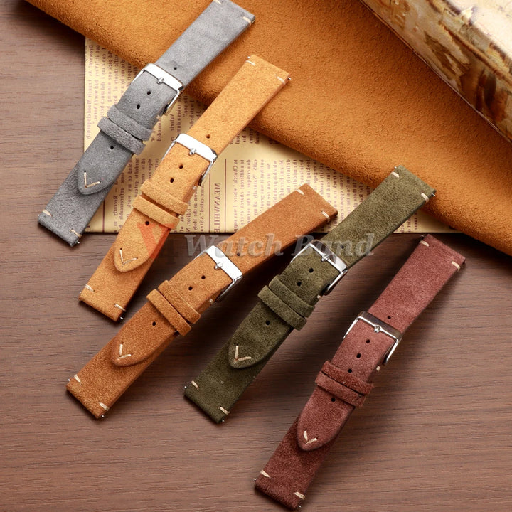19mm 21mm 20mm 22mm 14mm 16mm 18mm Watch Band Calfskin Wristband Quick Release Soft Suede Strap Bracelets Women&Men Accessories