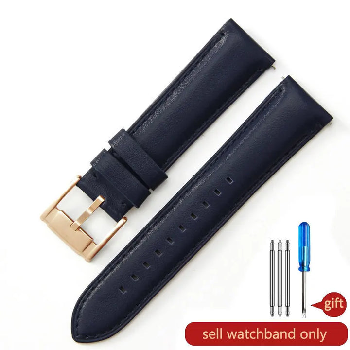 Genuine Leather Watch Strap for Fossil (22/24mm, Dark Blue)