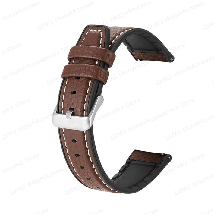 Silicone Leather Quick‑Release Watch Strap – 18/20/22mm, Waterproof for