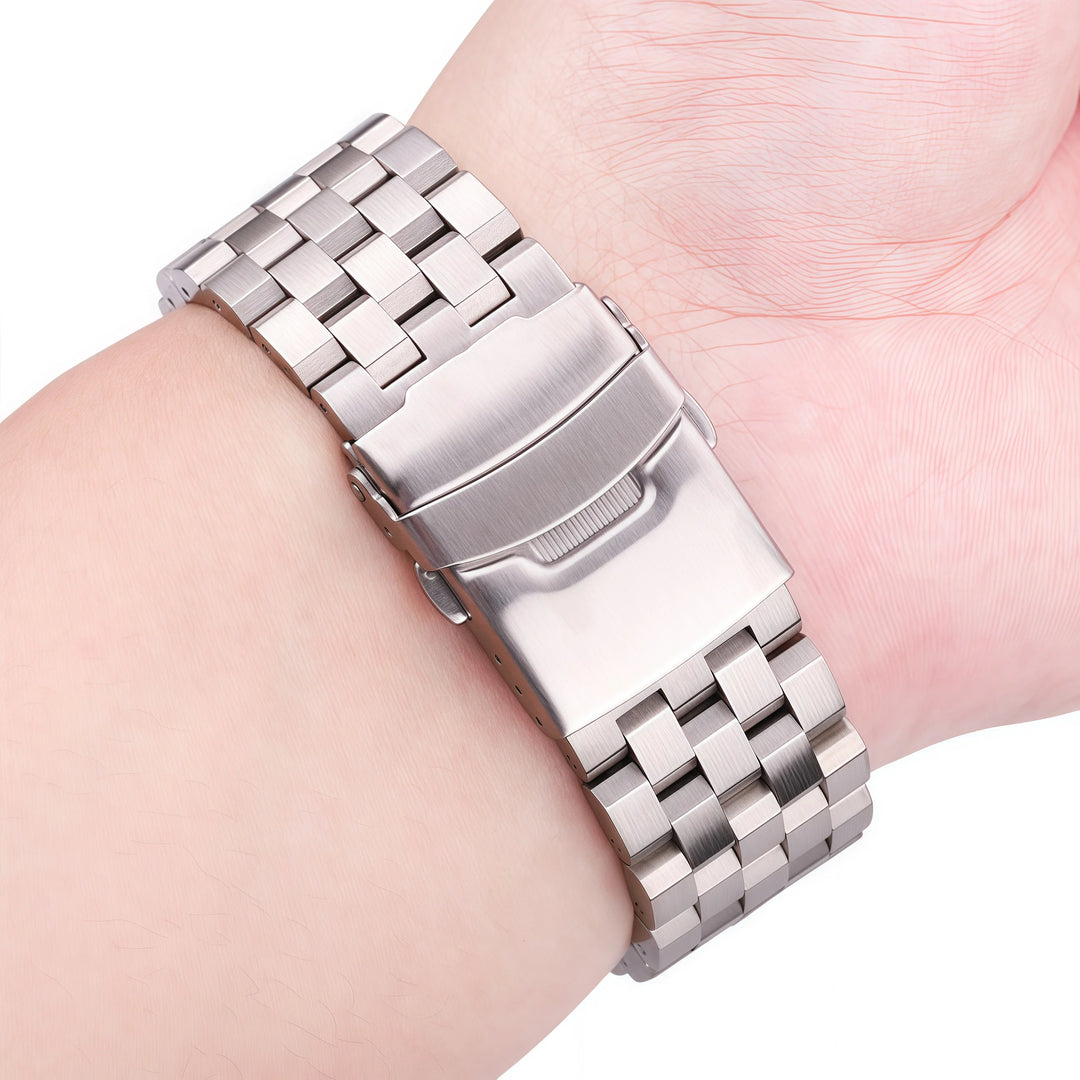 Solid Stainless Steel Watch Bracelet – Silver Brushed (18-24mm)