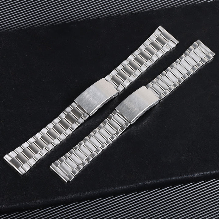 Stainless Steel Watch Strap – 12–20mm, Folding Buckle, Silver & Gold