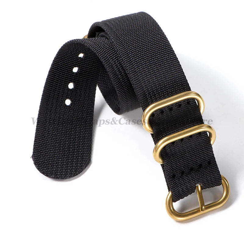 Sailcloth Nylon Watch Strap with Ring Buckle (18–24mm)