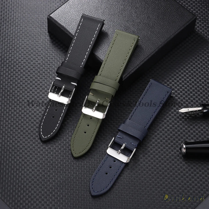 20mm 22mm Sailcloth Nylon Watchband for Samsung Galaxy Watch8/7/6/5 Watch Men Women Quick Release Leather Waterproof Watch Strap