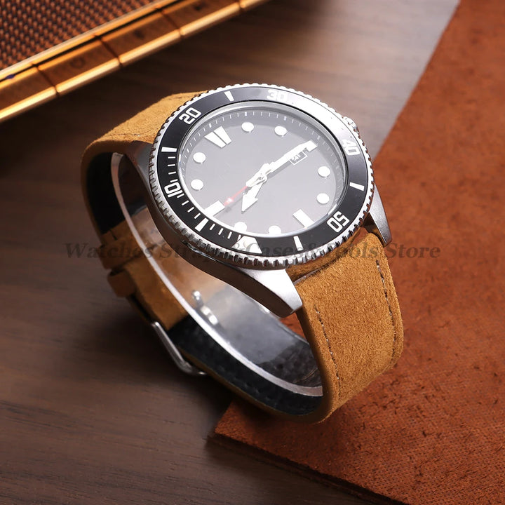 Vintage Suede Cowhide Leather Watch Strap (18–22mm, Quick Release)