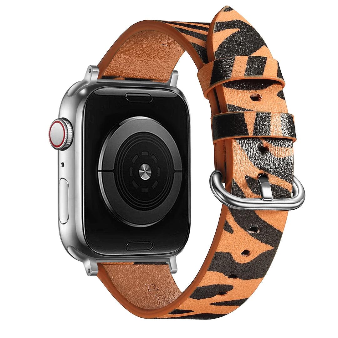 Leopard Leather Apple Watch Band for Women 38–49mm