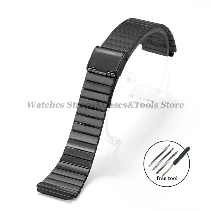 18mm For Casio A158W Watchband Stainless Steel Watch Strap for F-91W/F105/108/A158/168 AE1200/1300 Metal Small Watch Steel Band