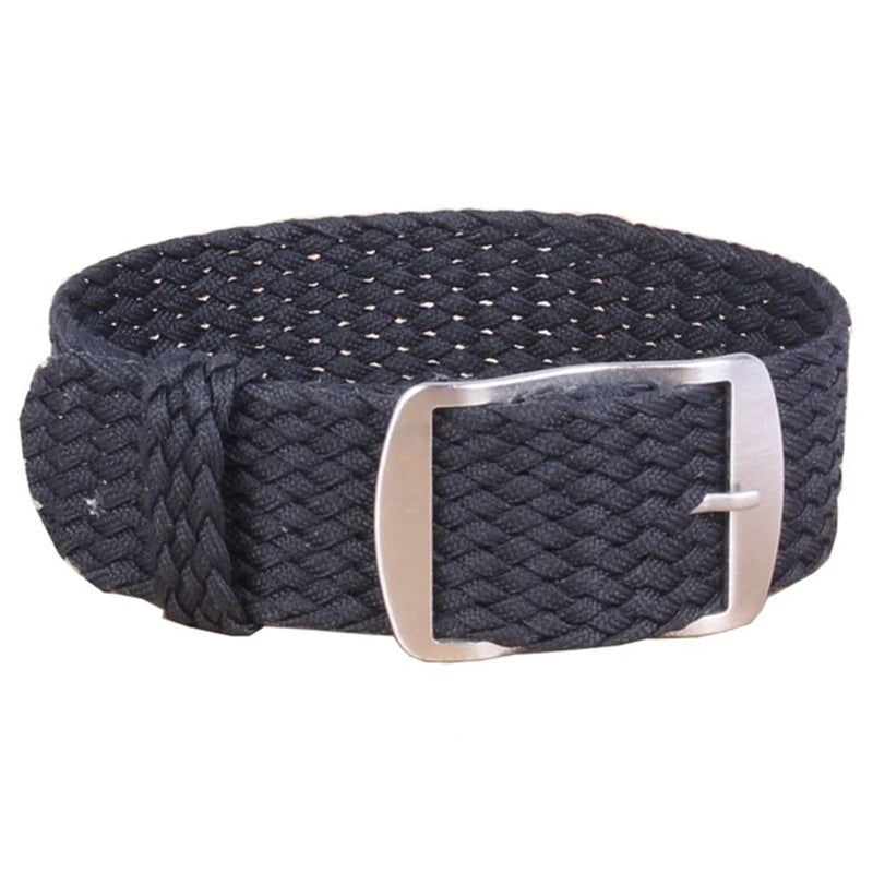 Perlon Woven Nylon Watch Strap (16-22mm) – Black & Blue