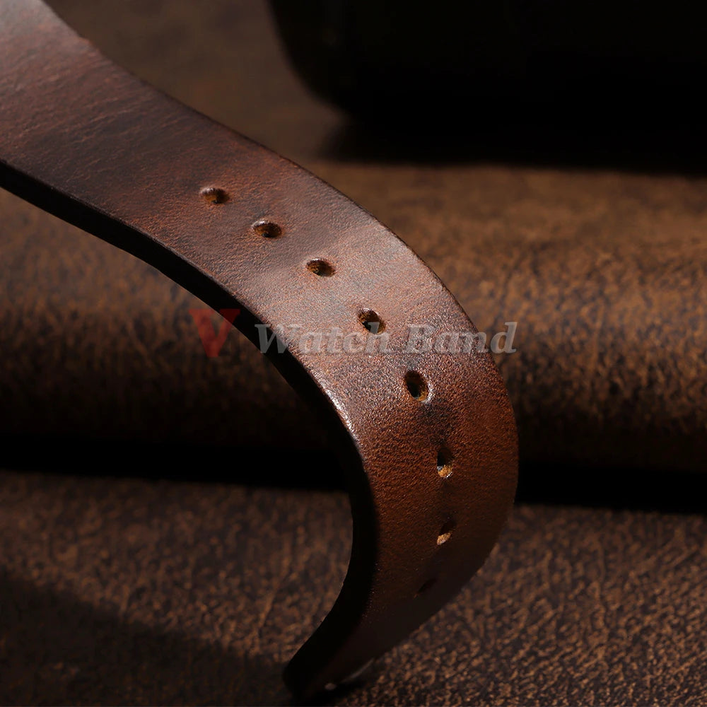 Handmade Retro Oil Wax Genuine Calfskin Strap 18mm 19mm 20mm 21mm 22mm 24mm Quick Release Belt Men Women Watch Band Accessories