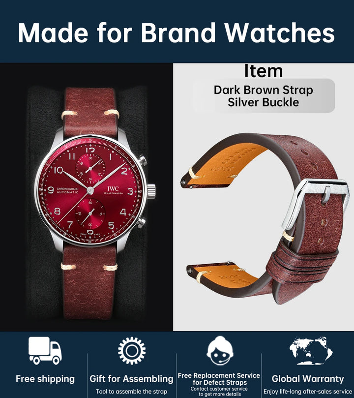 Top Full Grain Leather Watch Strap Quick Release For IWC MIDO SEIKO Watchband Accessories Bracelet Italian Cowhide Watch Band