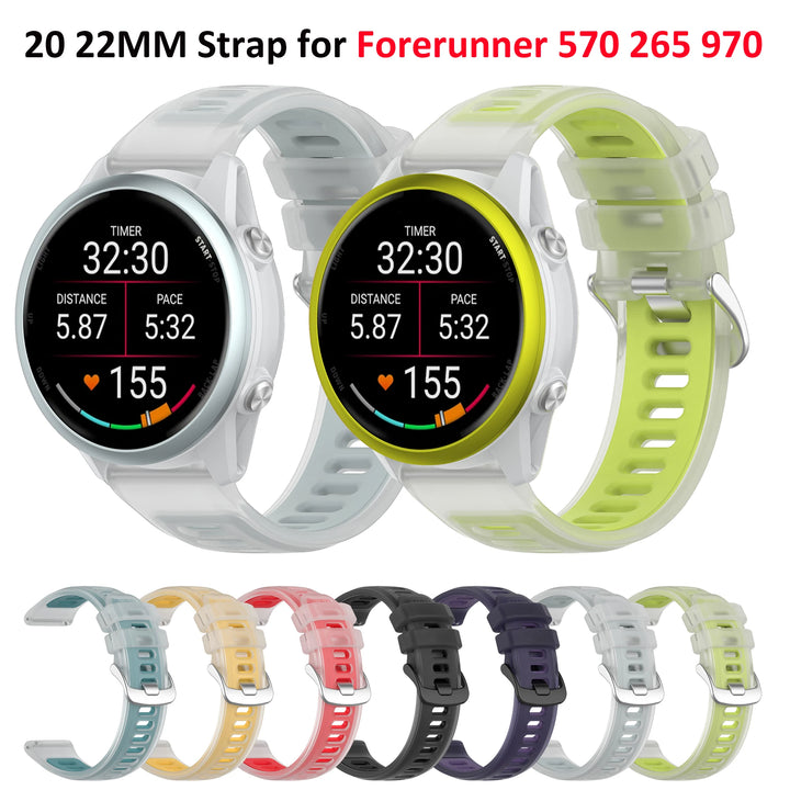 Silicone Sports Watch Strap 20/22mm for Garmin Forerunner, Venu & Vivoactive Series