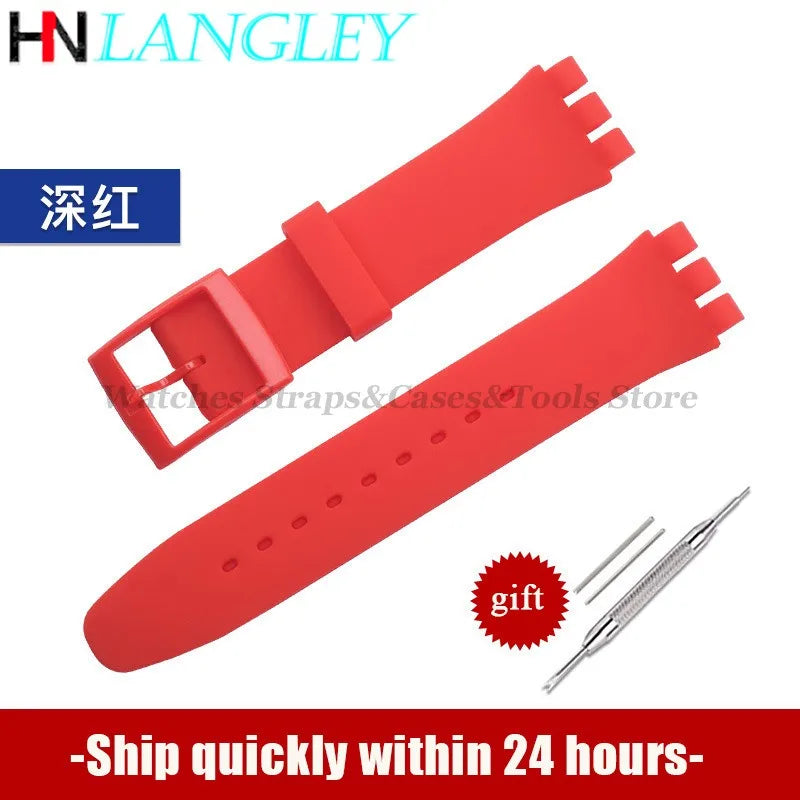 Soft Silicone Watch Strap – 16/17/19/20mm, Colorful Replacement with Tools