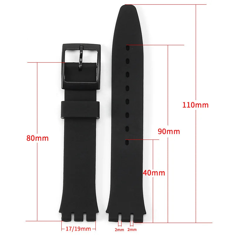 Colorful Silicone Rubber Watch Strap for Swatch (16–20mm)